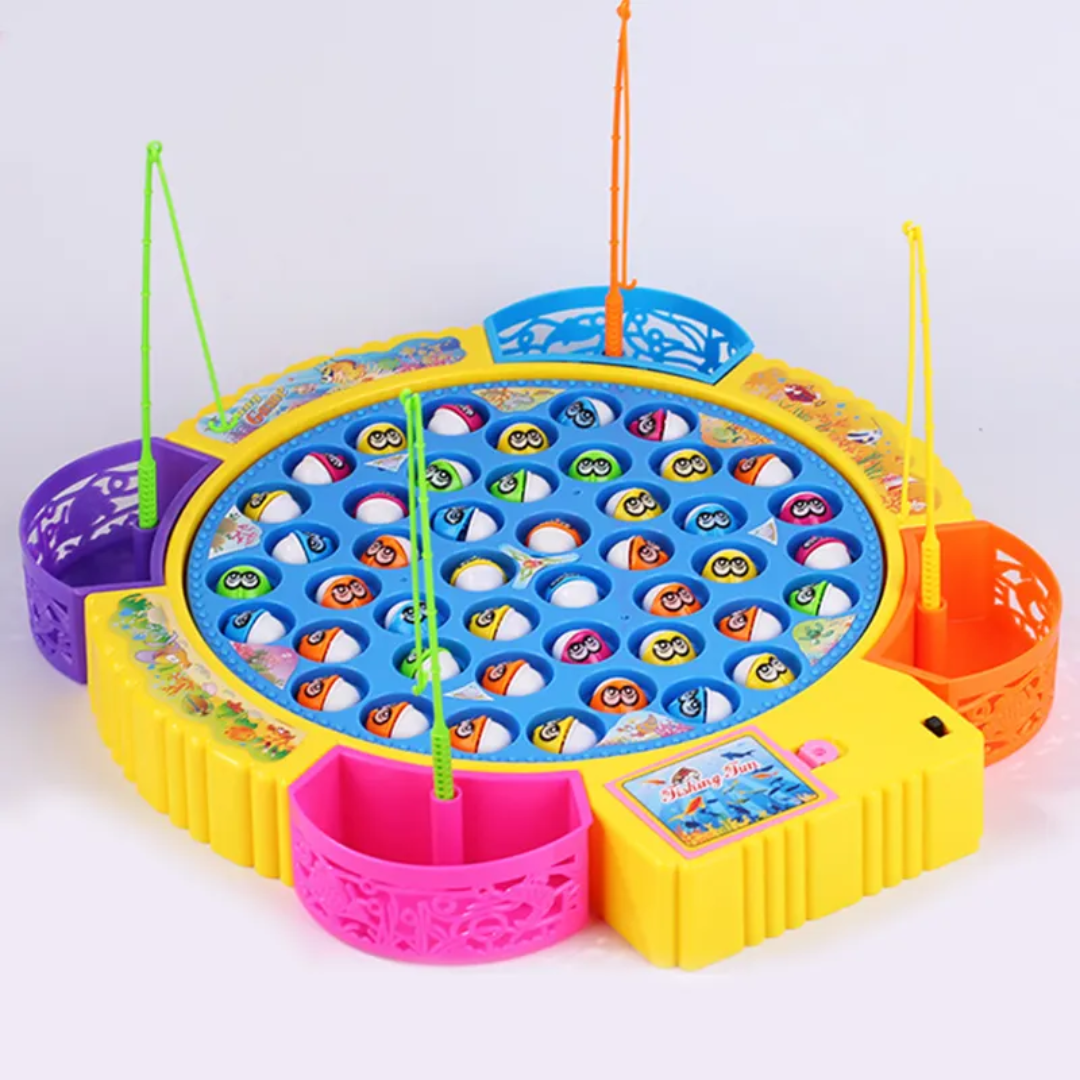 Rotating Electric Fishing Game Board Toy with Music (45 Fishes & 4 Rods)