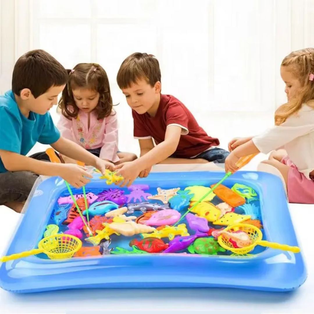 Magnetic Fishing Game Toy Set with Inflatable Pool & Pump