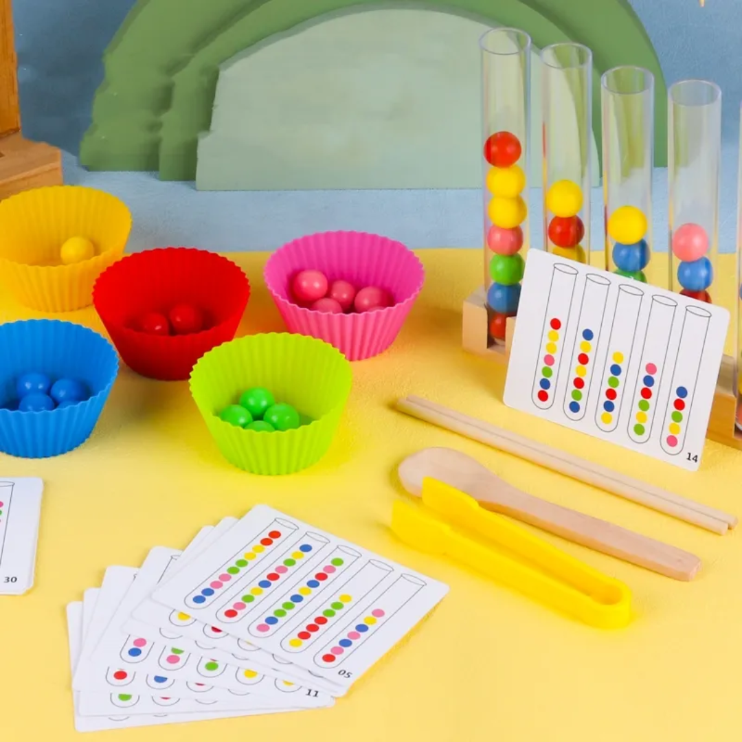 Montessori Rainbow Beads Clip Clip Music Wooden Sorting Game Toy