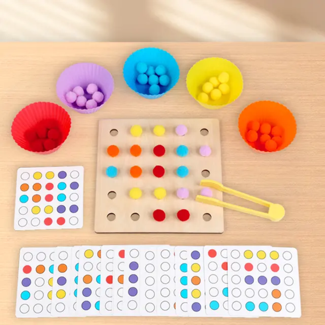 Color Classification Clip Beads Wooden Montessori Educational Toy Set 